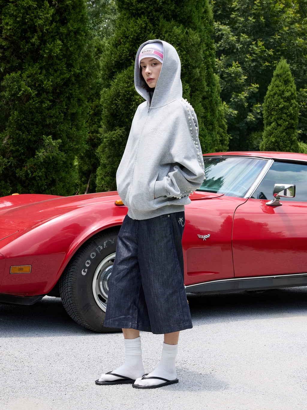 S45 Pearl Line Zip Up Hoodie