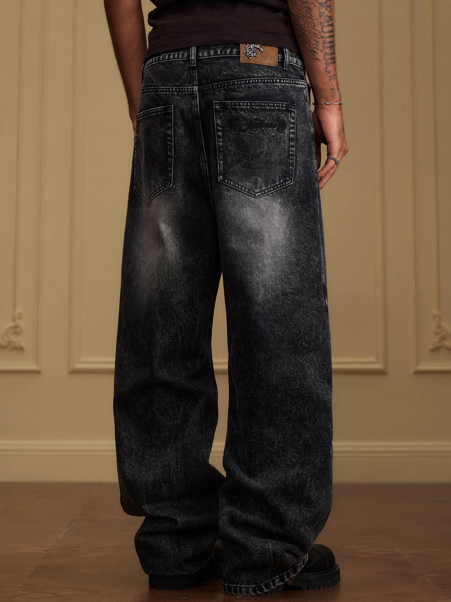 YADcrew Vintage Whiskered Washed Flared Jeans