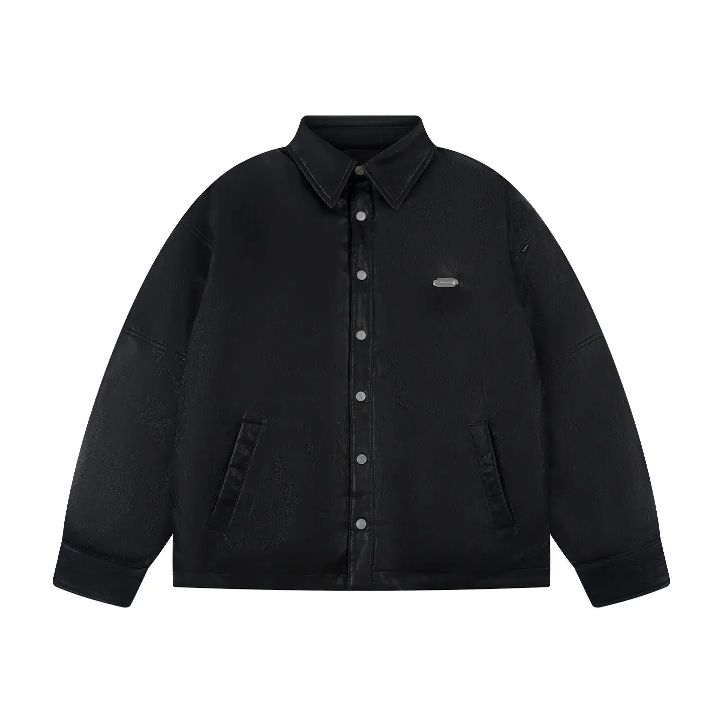 Labt Light Textured PU Leather Down Jacket