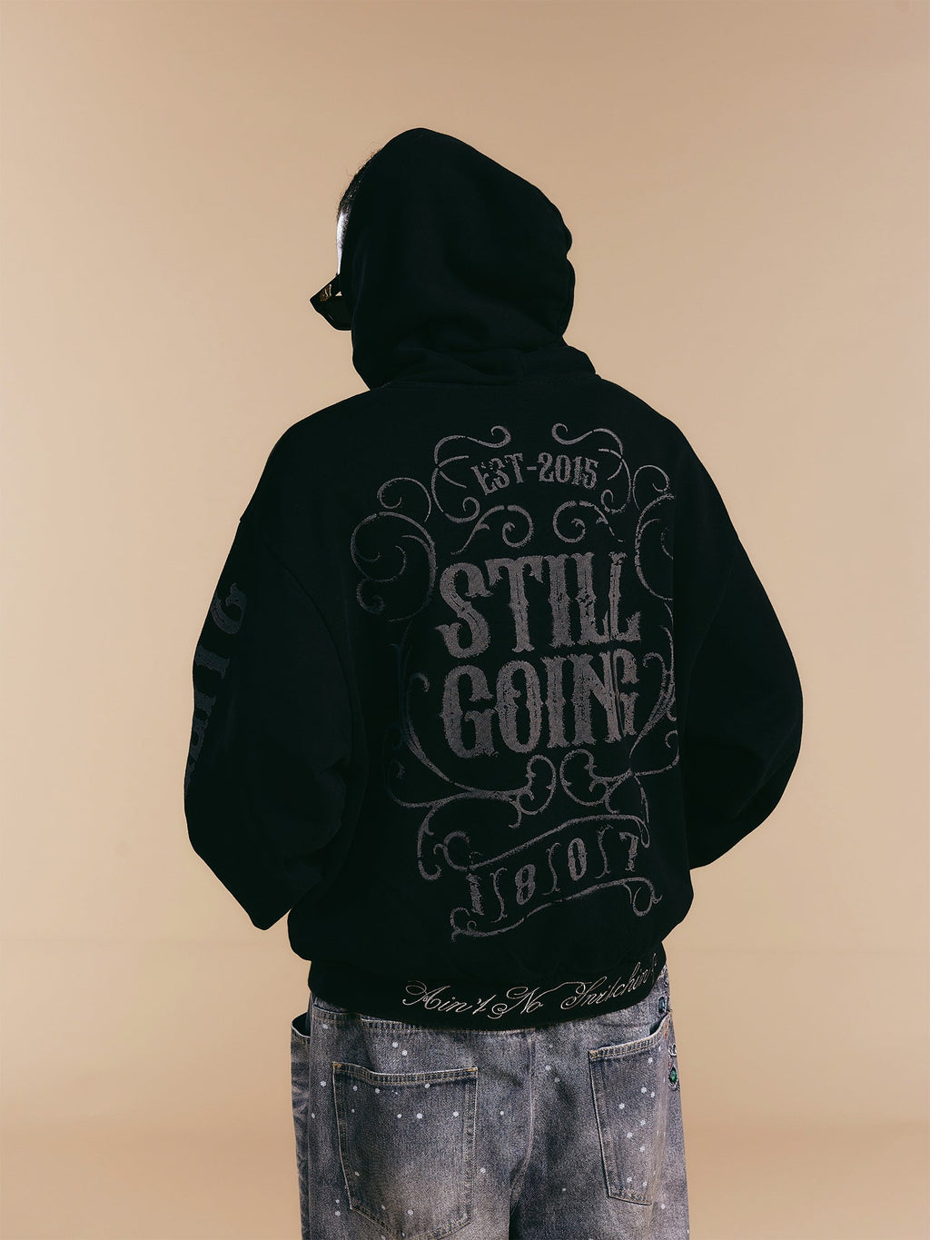 1807 Swarovski Crystal Diamond Washed Zip Up Hoodie