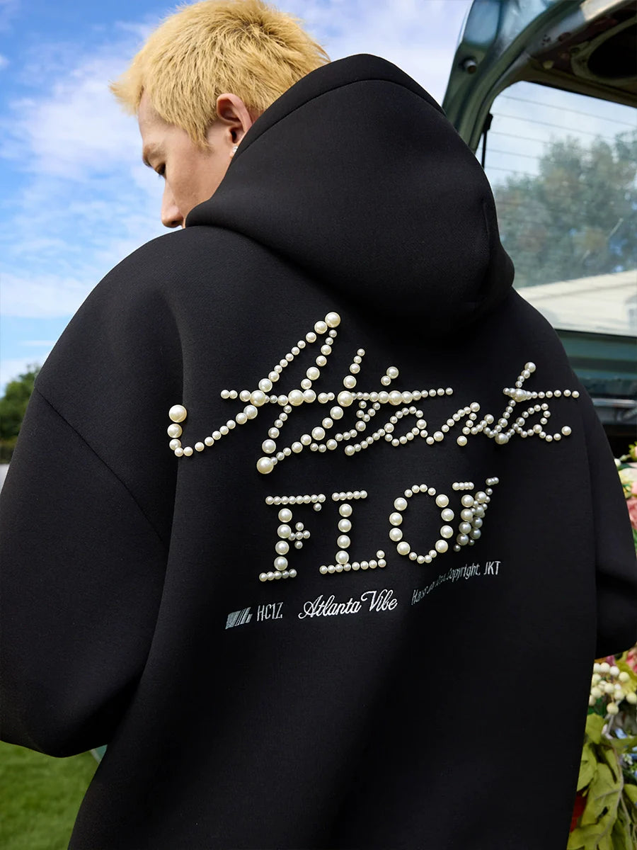Harsh and Cruel Signature Pearl Embroidered Zip Up Hoodie