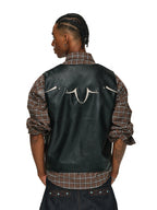ANTIDOTE Turquoise Studded Western PU Leather Biker Vest