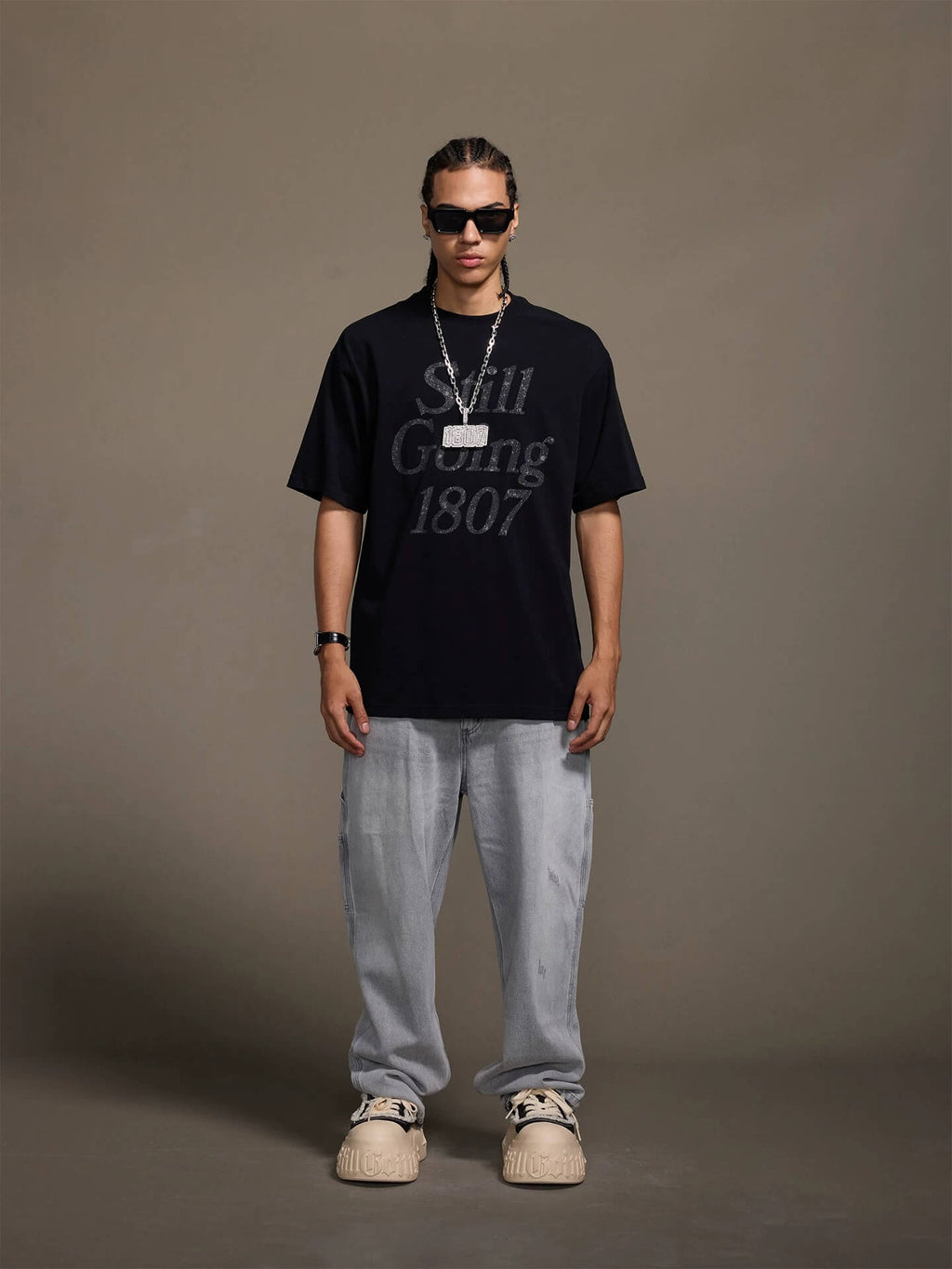 1807 Still Going Glitter Print Short Sleeve Tee