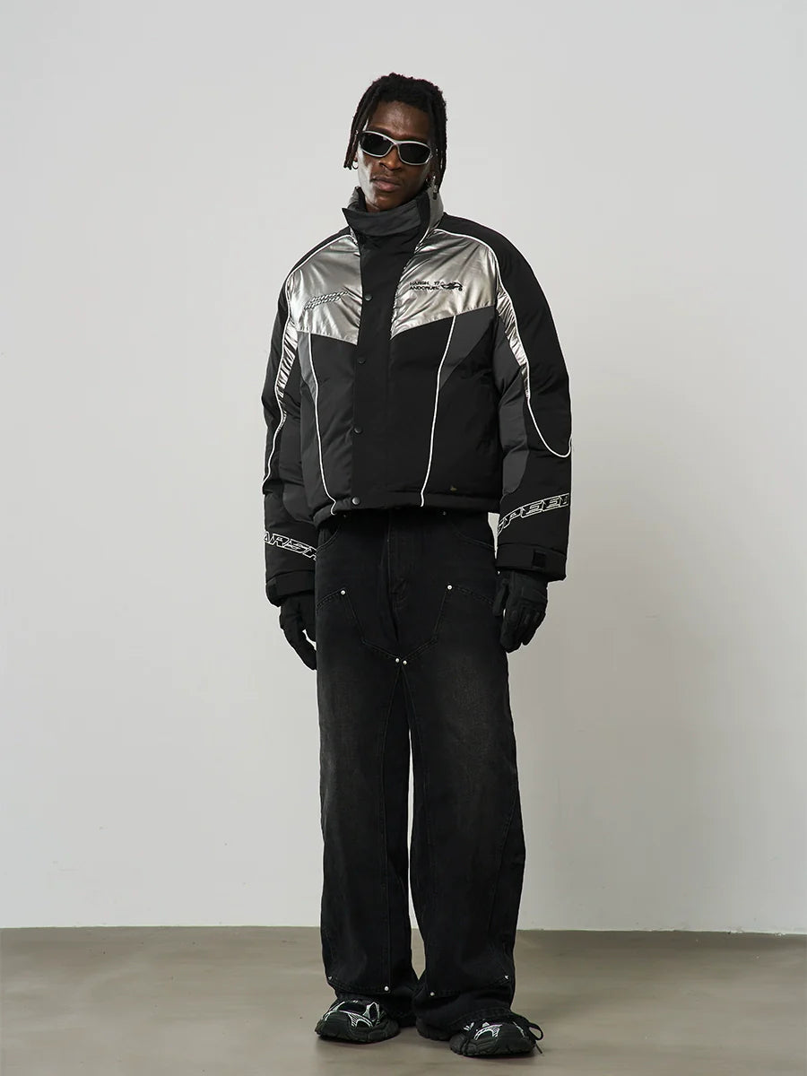 Harsh and Cruel Patchwork Embroidered Racing Down Jacket
