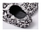 KARMANISTIC Rose White Leopard Fur Embroidered Slipper Clogs