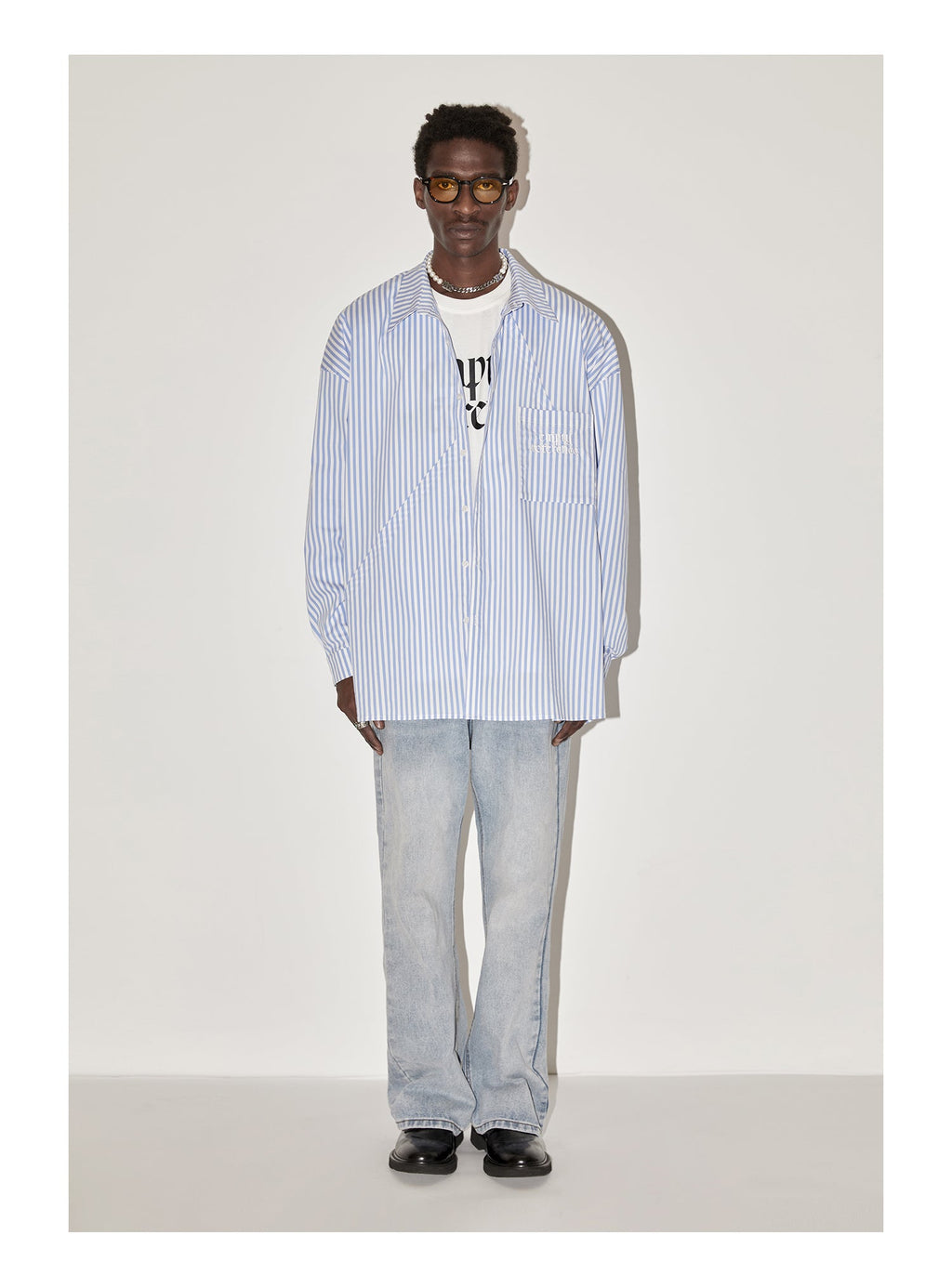 EMPTY REFERENCE Stripes Structured Long Sleeved Shirt