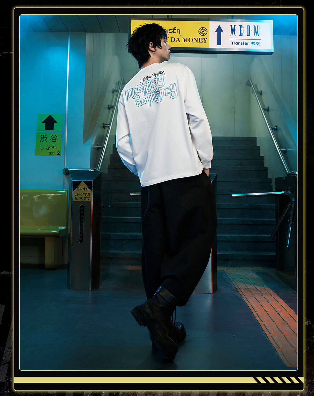 MEDM × Jujutsu Kaisen Big M Logo Character Print Embroidered Long Sleeve Tee