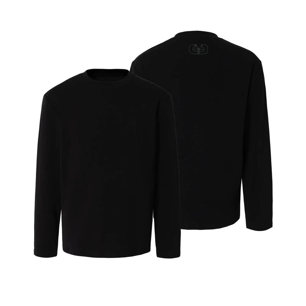 YADcrew Neck Logo Print Stretch Long Sleeve Tee