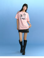 MEDM Cat Ear Hat Puppy Balloon Print Tee