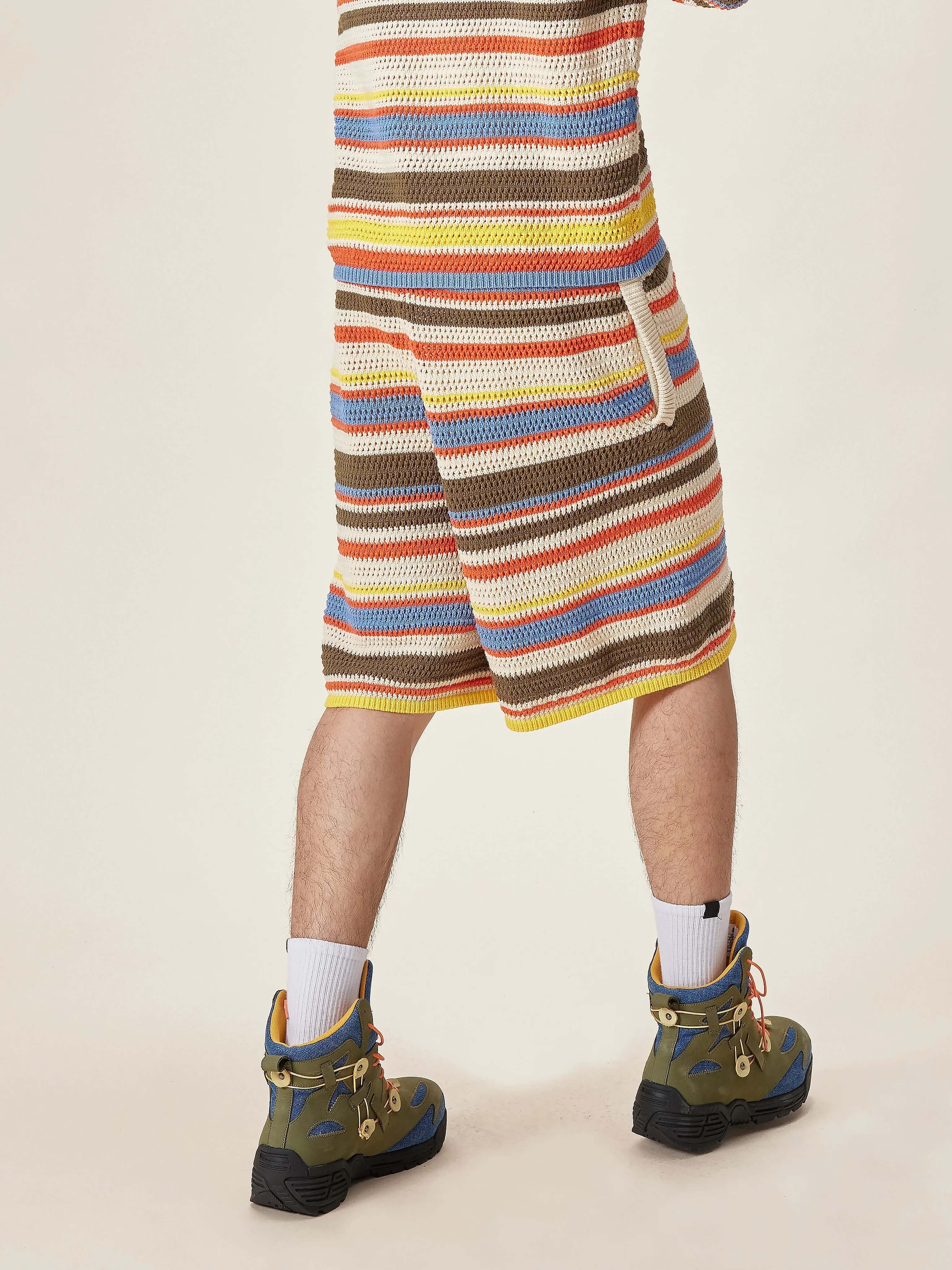 EVILKNIGHT(EK) Multicolor Striped Knit Shorts