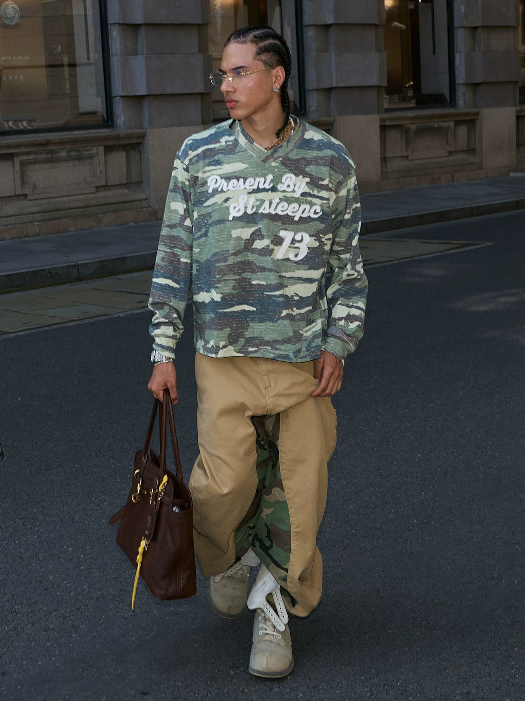 STEEPC Forest Camouflage Washed Vintage Long Sleeve Tee