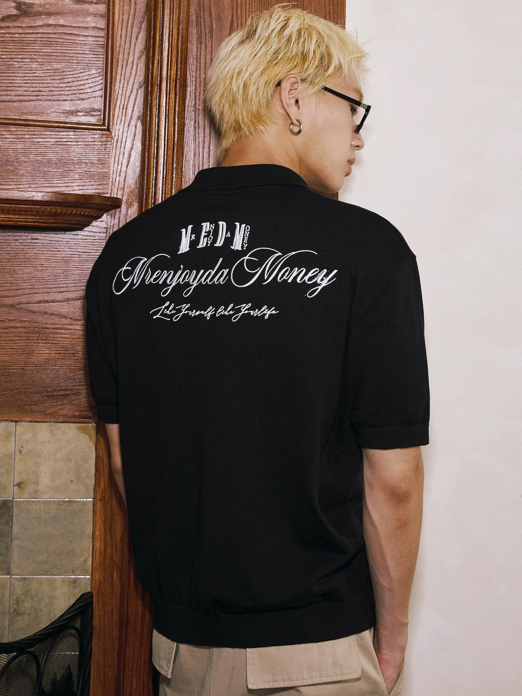 MEDM Handwriting Embroidery Knit Polo