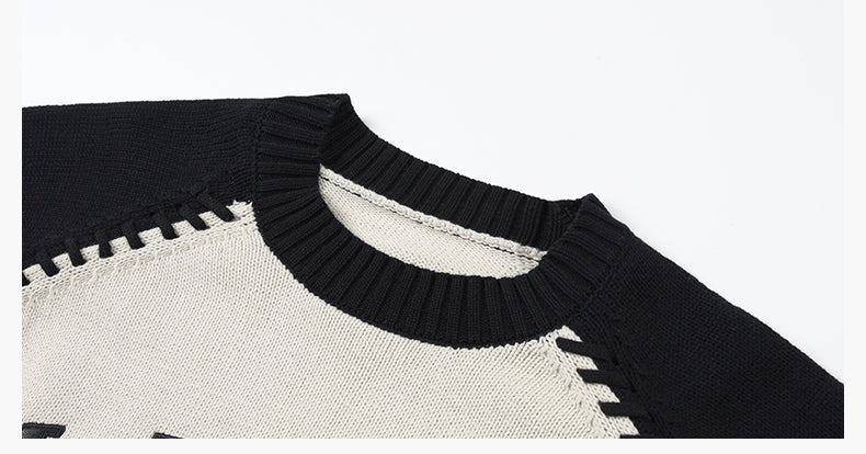 MEDM Color-Blocked Raglan Sleeve Knit Sweater