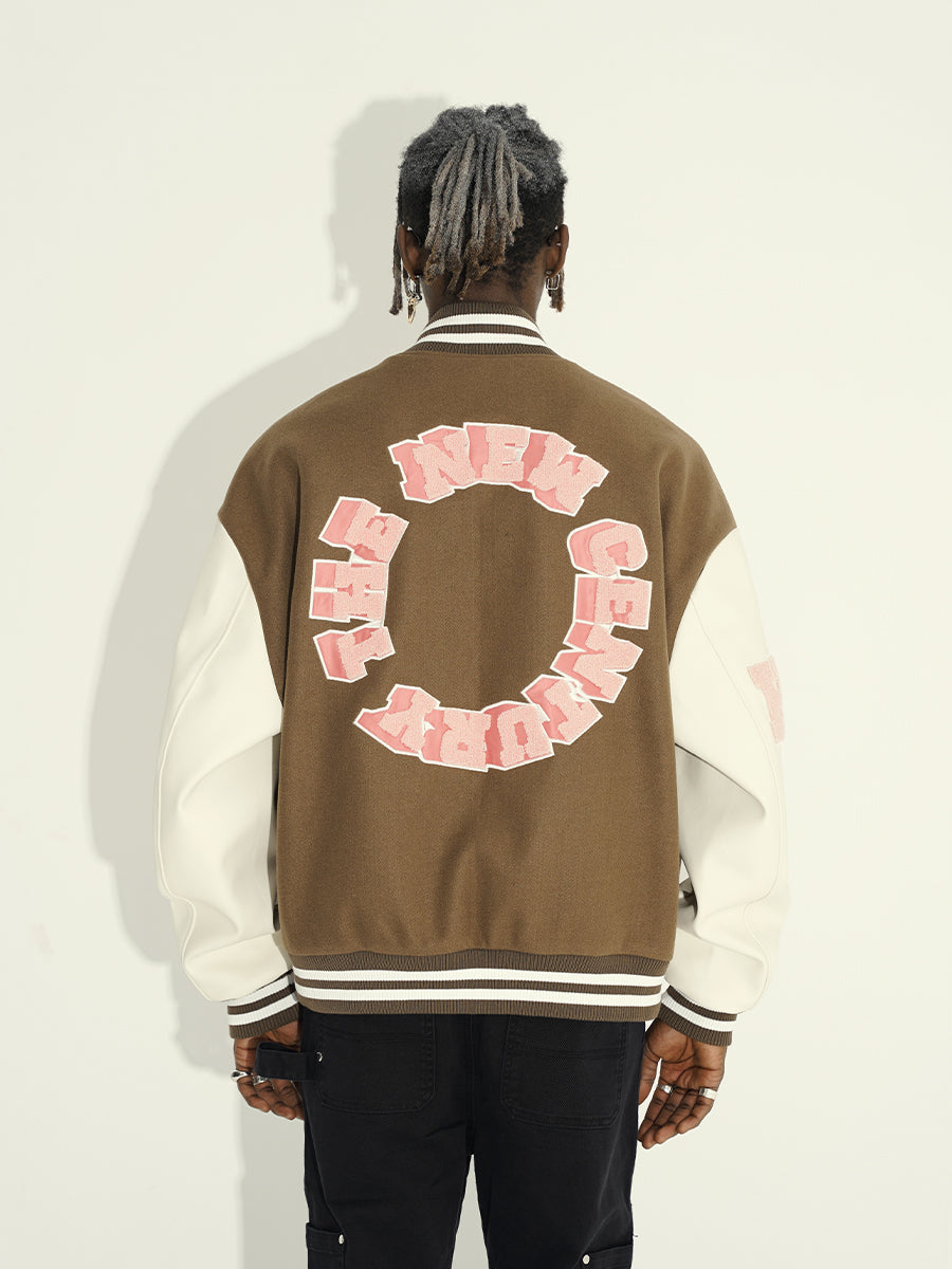 Harsh and Cruel 3D Ring Circular LOGO Embroidered Varsity Jacket