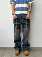 EVETS Dirty Wash Print Jeans