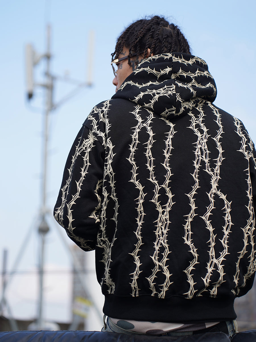 TGFCLUB Thorns Full Print Logo Embroidered Hoodie