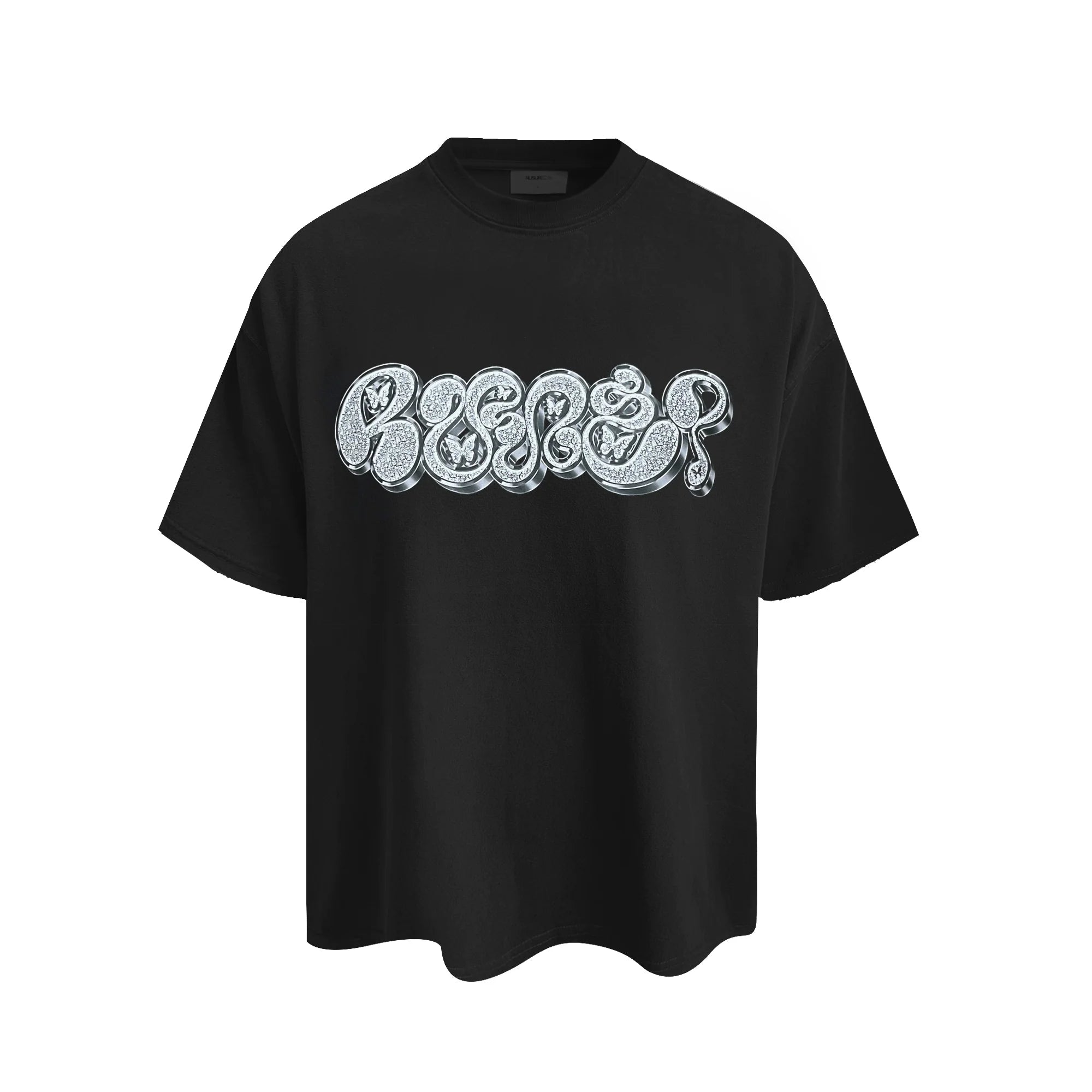 RUSURE Rhinestone Print Graphic Logo Tee