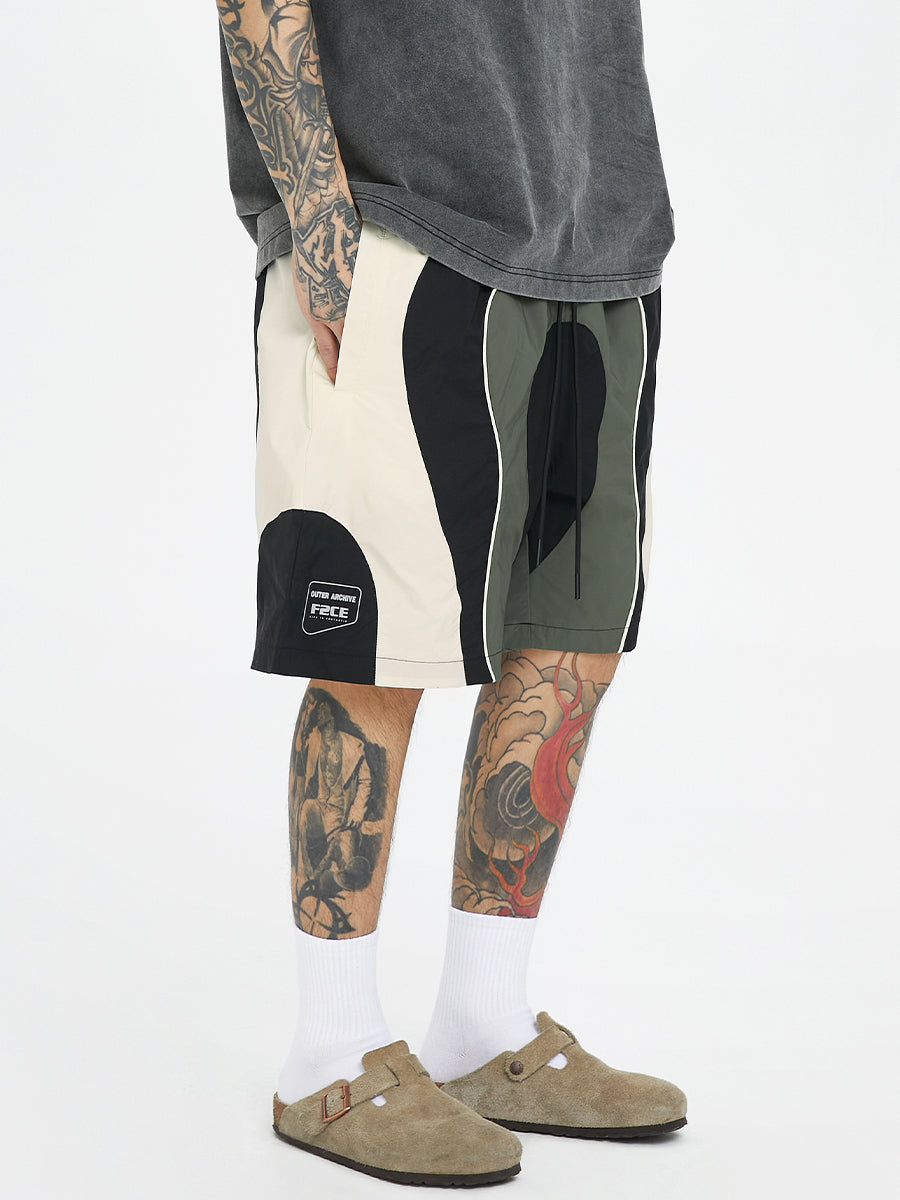 F2CE Stitching Contrast Color Nylon Basketball Shorts