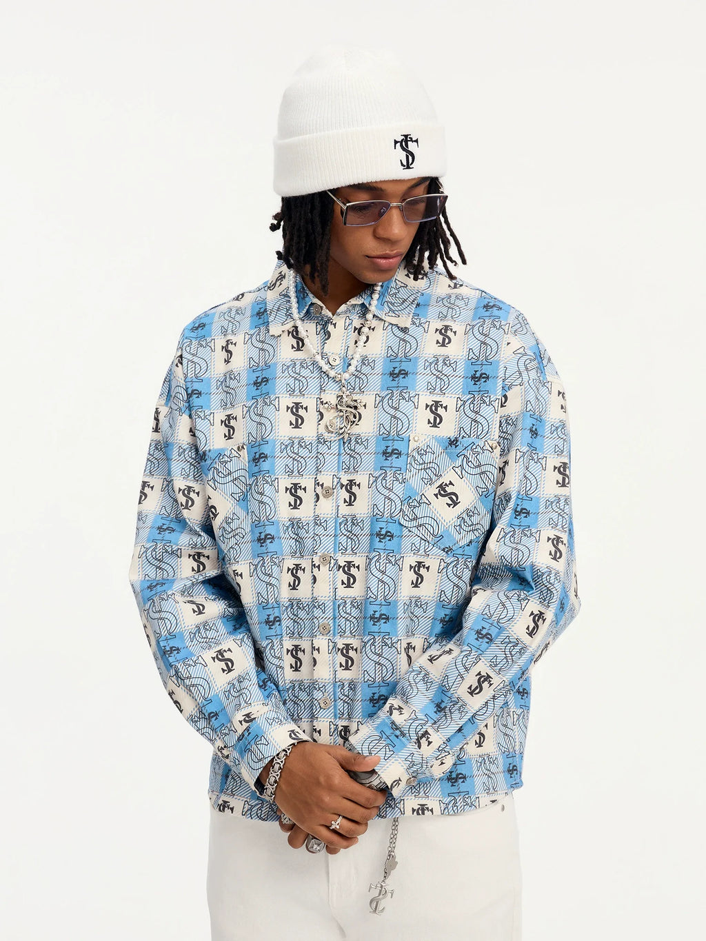 Small Town Kid Cross Logo Original Plaid Full-Print Long Sleeve Shirt