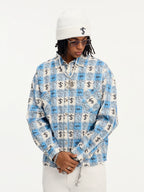 Small Town Kid Cross Logo Original Plaid Full-Print Long Sleeve Shirt