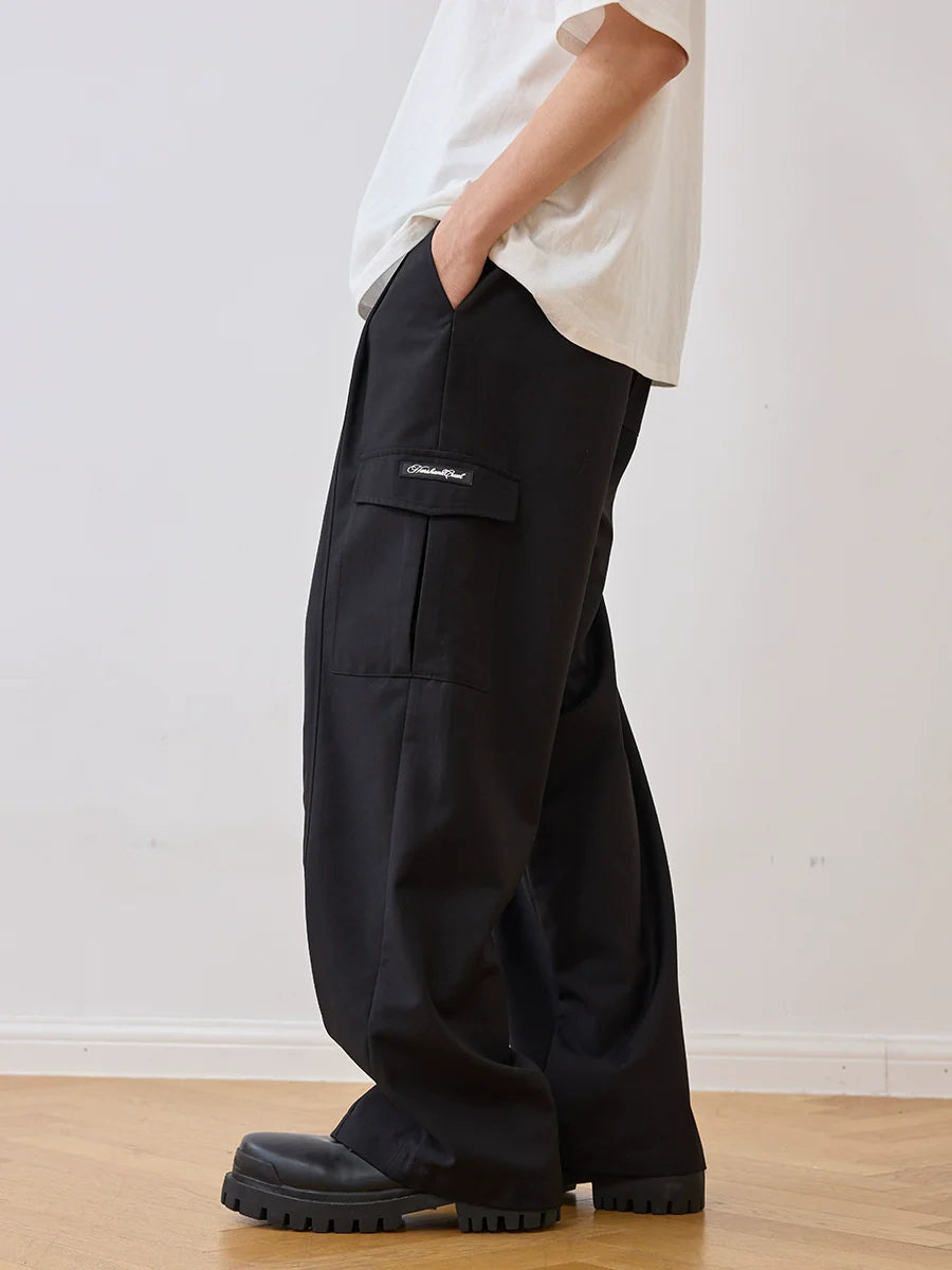 Harsh and Cruel Pleated Pocket Patchwork Cargo Pants
