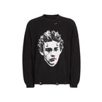 UNDERWATER Demon Digital Print Distressed Knit Sweater