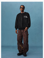 MEDM Logo Label Embroidered Suede Sweatshirt