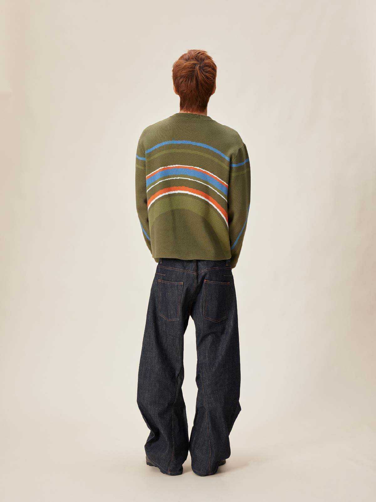 EVILKNIGHT(EK) Rainbow Circle Pattern Knit Sweater