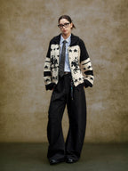 YADcrew Star Horse Angel Jacquard Knit Cowichan Cardigan