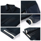 NOVACAM Navy Blue Short Basic Varsity Jacket