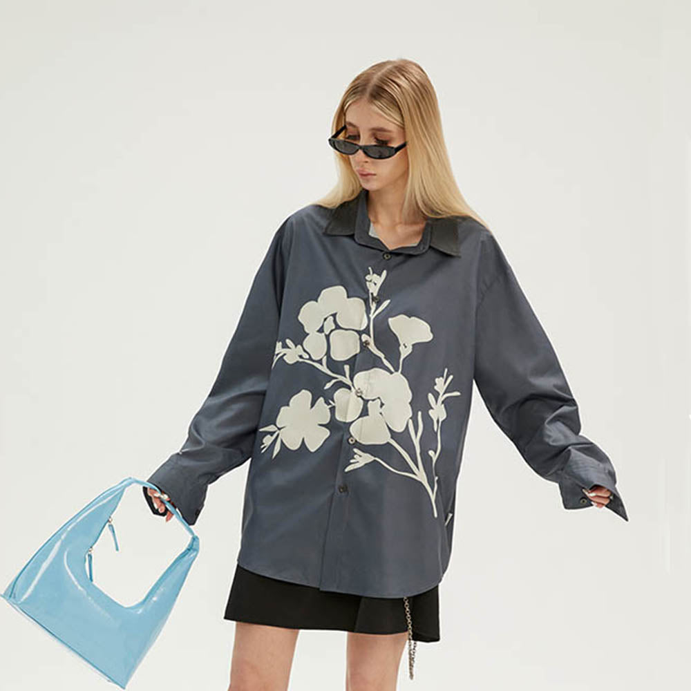 EMPTY REFERENCE Flower Shadow Print Long Sleeve Shirt