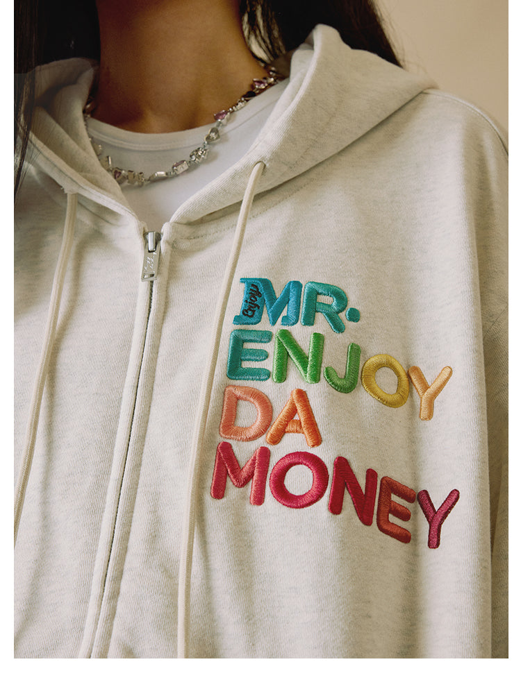 MEDM Rainbow Letter Zip Up Hoodie