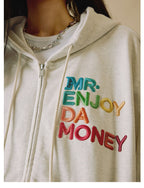 MEDM Rainbow Letter Zip Up Hoodie
