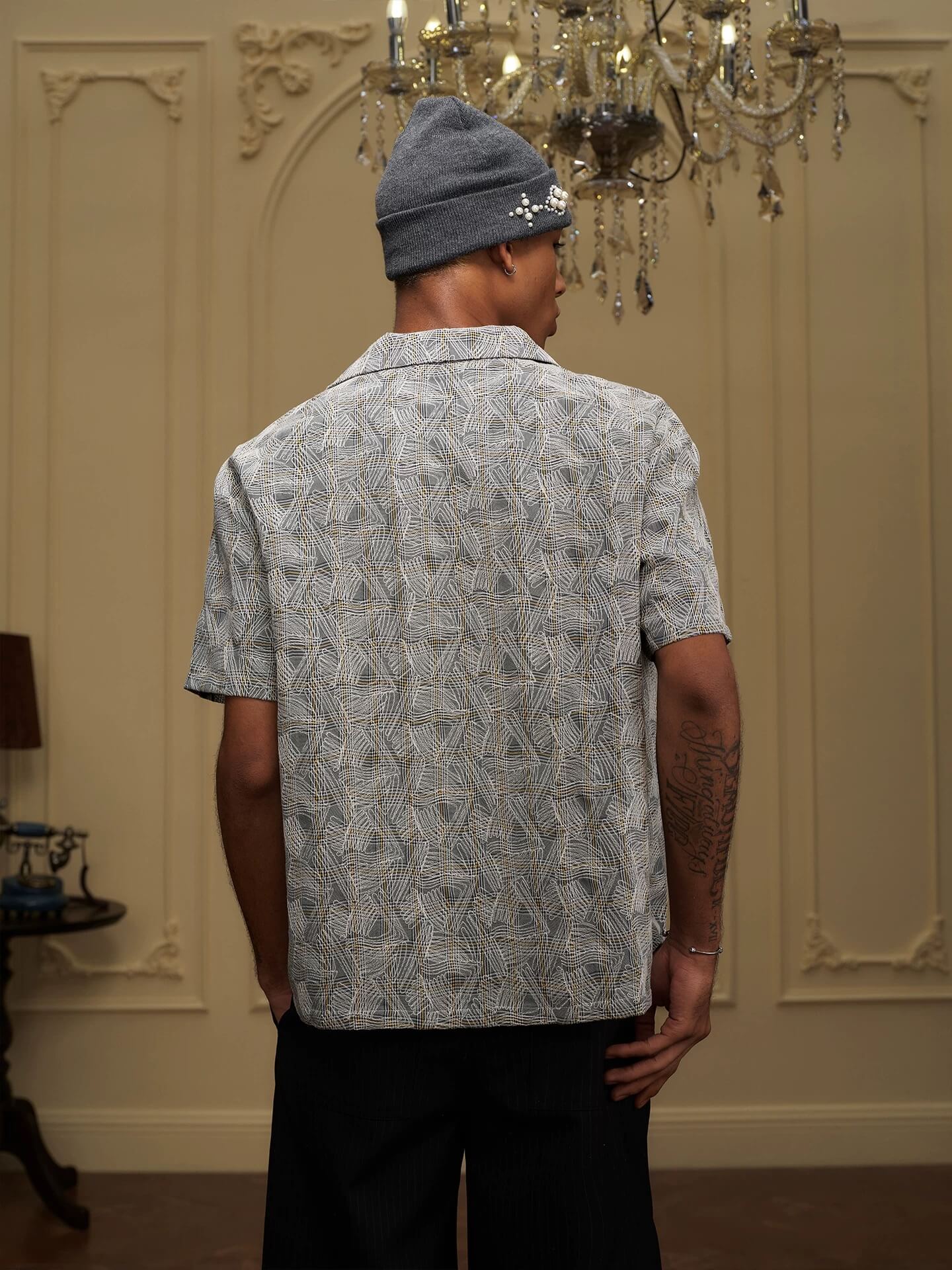 YADcrew 3D Stitch Plaid Short Sleeve Shirt