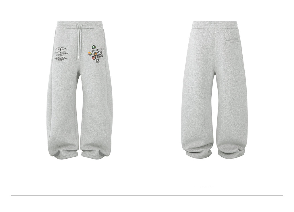 Small Town Kid Badge Printed Baggy Sweatpants