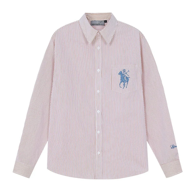 Harsh and Cruel Vintage Embroidered Striped Loose Long Sleeve Shirt