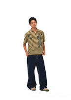 EVILKNIGHT(EK) Striped Graffiti Print Polo