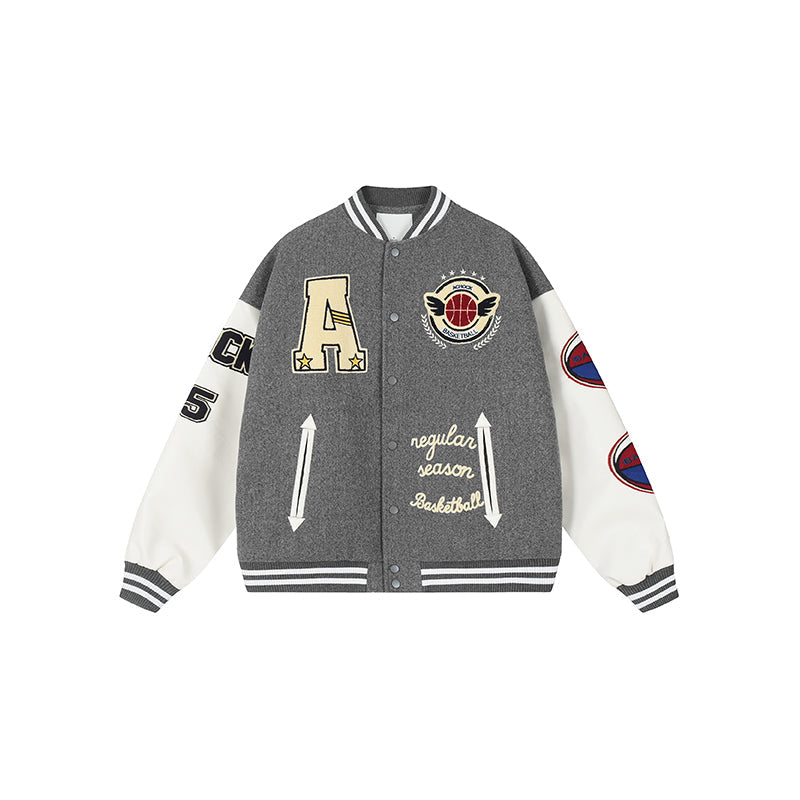 Achock Monogrammed Embroidered Flocked Baseball Jacket
