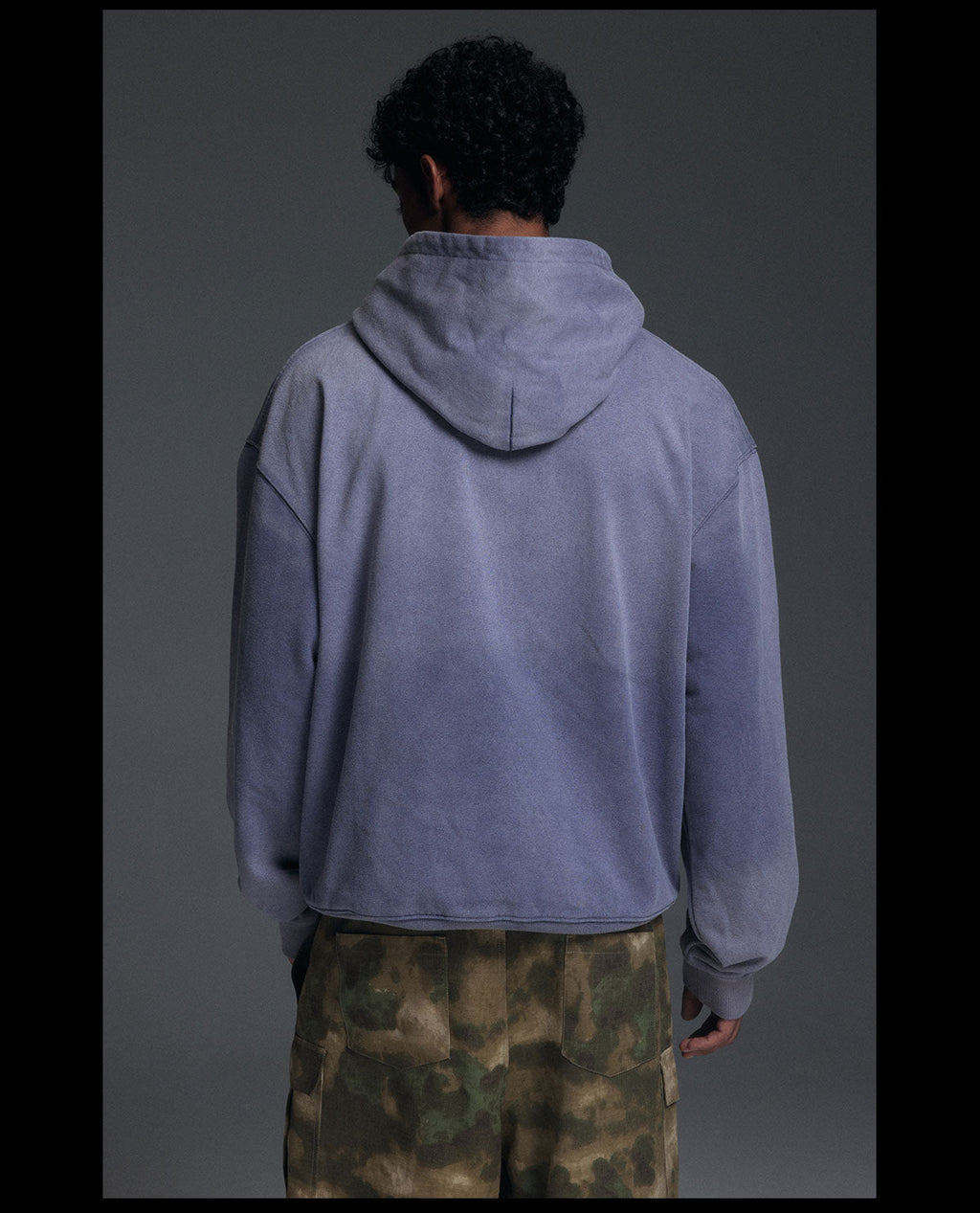 NOVACAM Washed Distressed Black Circle Hoodie