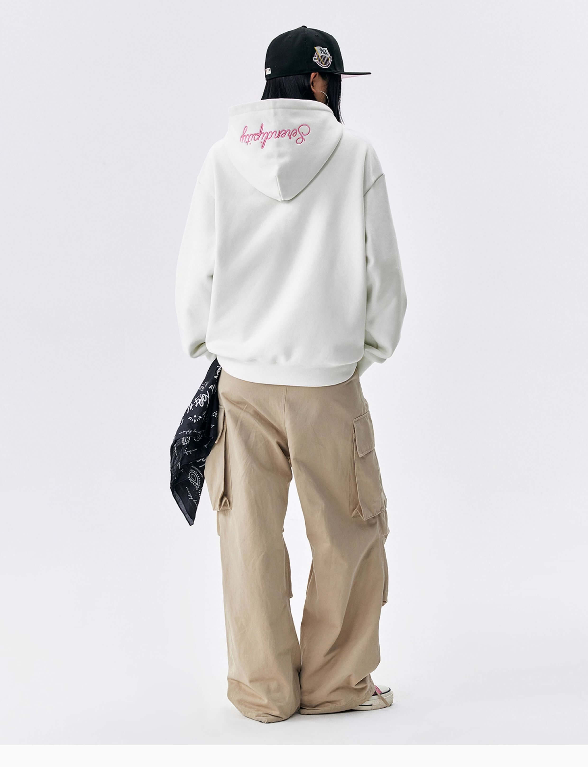 MEDM Basic One Point Embroidered Logo Oversized Hoodie