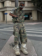STEEPC M-65 Pearl Embellished Camouflage Baggy Cargo Shorts