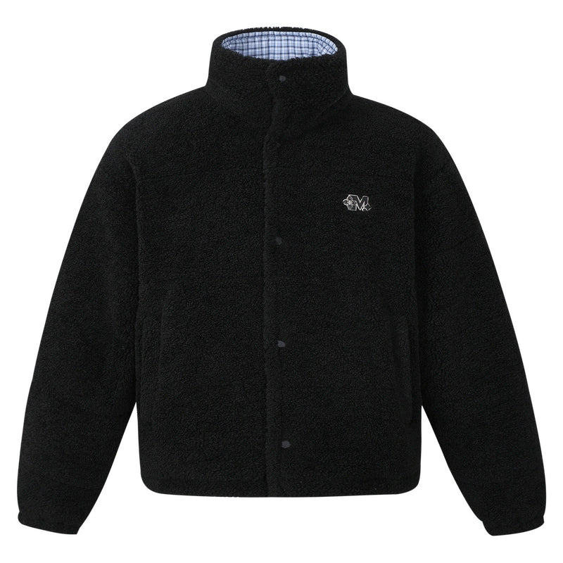 MEDM Plaid Trim Sherpa Short Jacket