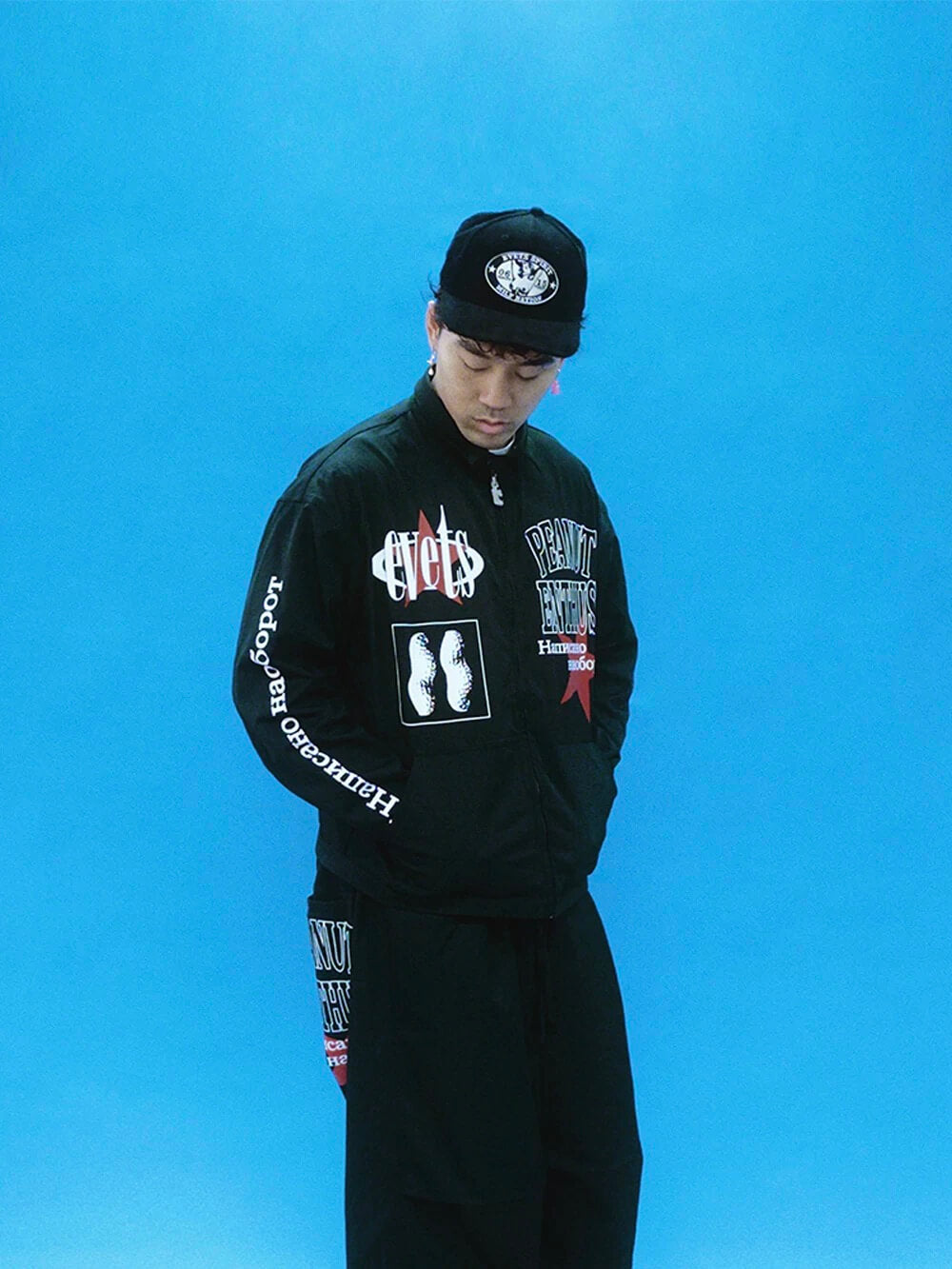 EVETS Printed Detachable Hood Coach Jacket