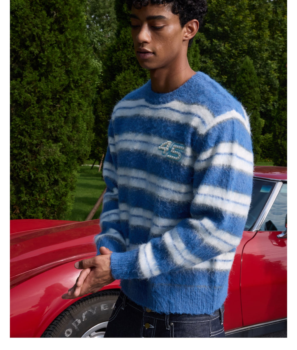 S45 Striped Pearl Brushed Knit Sweater