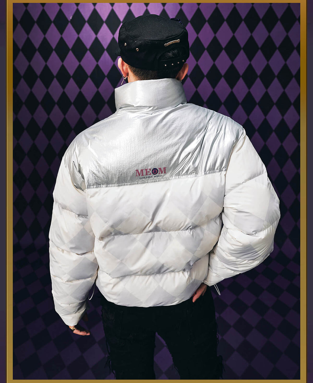 MEDM × JOJO Color Block Diamond Plaid Down Jacket