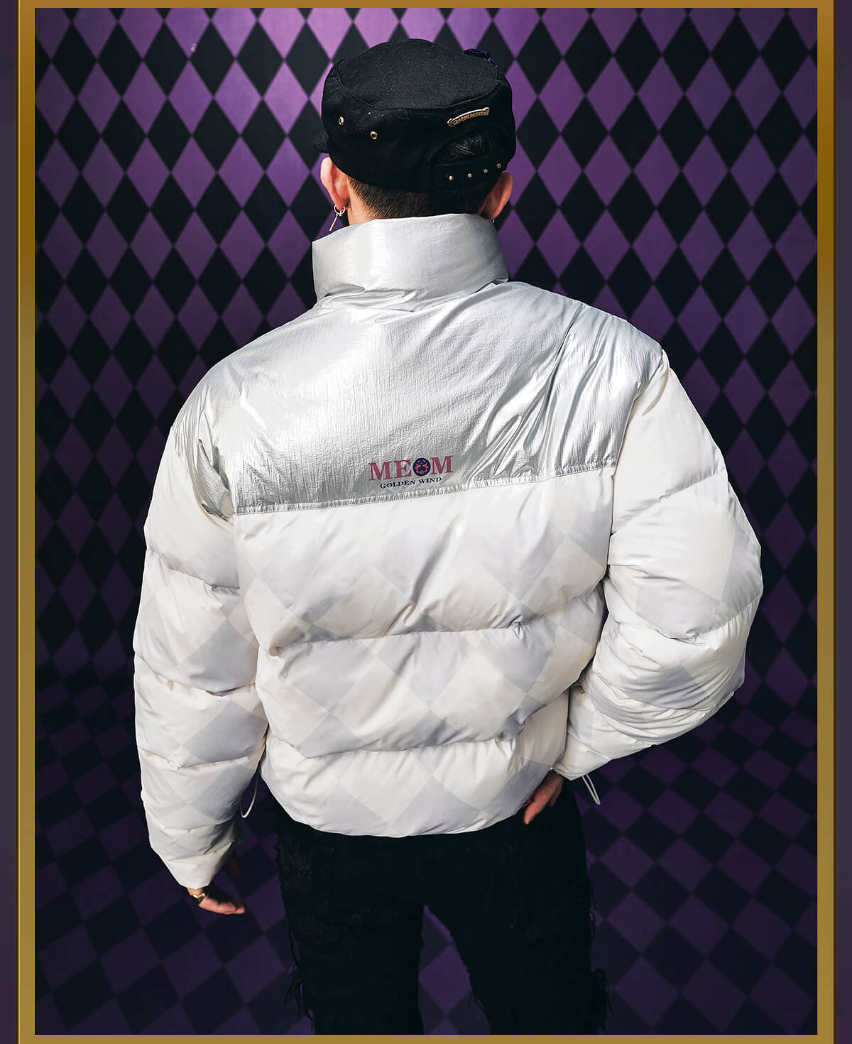 MEDM × JOJO Color Block Diamond Plaid Down Jacket