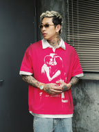 S45 Portrait Fake Two-Piece Dirty Water Washing Polo