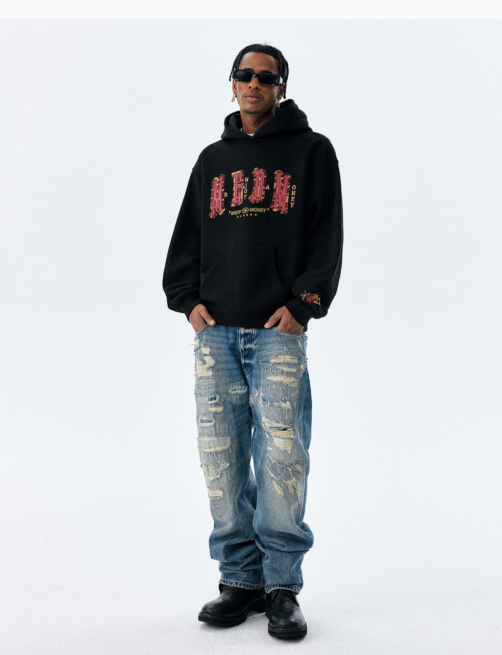 MEDM Animal Leather Logo Patch Hoodie