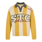 STEEPC Vertical Stripe Brushed Knit Polo Sweater