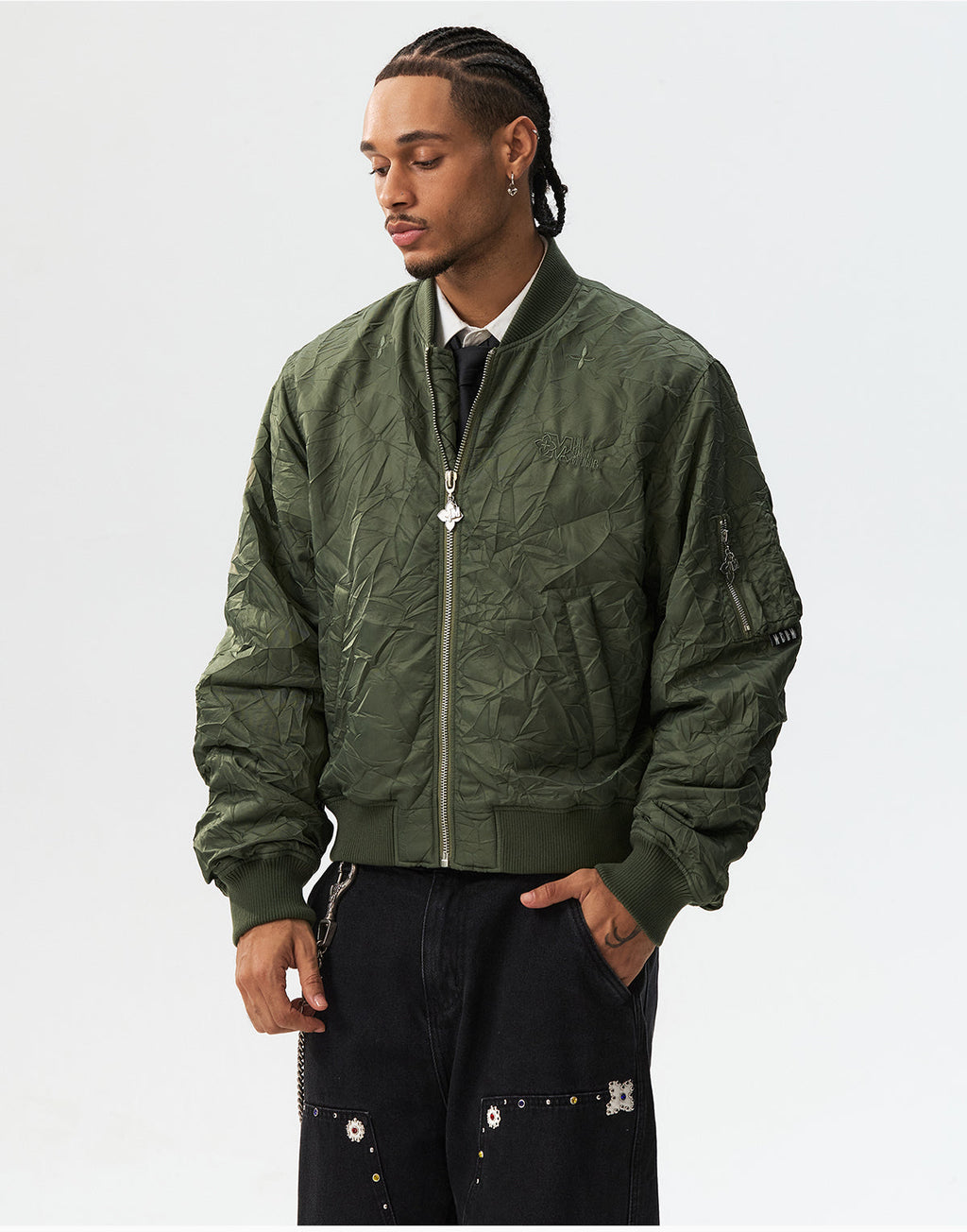 MEDM Crinkled Nylon MA-1 Bomber Jacket